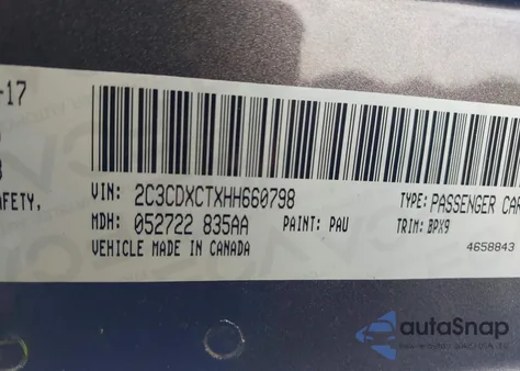 2017 Dodge Charger R/T Rwd из США, поврежденный, VIN 2C3CDXCTXHH660798